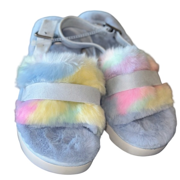 NWT Koolaburra by UGG Adj Slide Sandal Fuzz'd Out Pastel - Picture 2 of 5